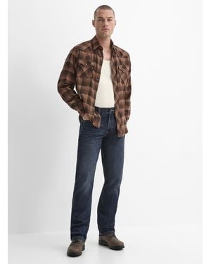Wrangler Ochre Topstitching Deep Indigo Jean Straight, Slim Fit - Multicolor