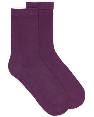 Simon's Solid Comfortable Socks Made In Portugal - Purple