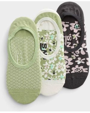 Vans Flower/dot Ped Socks Set Of 3 - Green