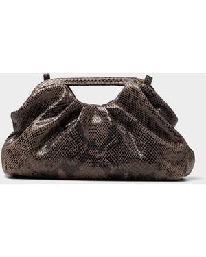 Simon's Snakeskin Print Pleated Suede Evening Bag Exclusive Collection From Italy - Multicolour