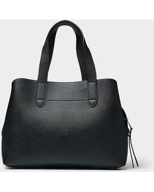 Simon's Compartmented Pebbled Tote Bag - Black