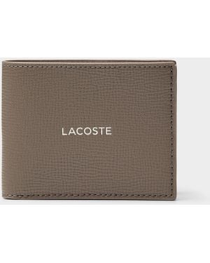 Lacoste Printed Logo Pebbled Leather Wallet - Brown