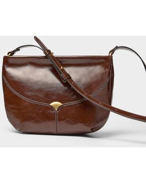 Sessun Divilio Patent Leather Small Crossbody Bag - Brown