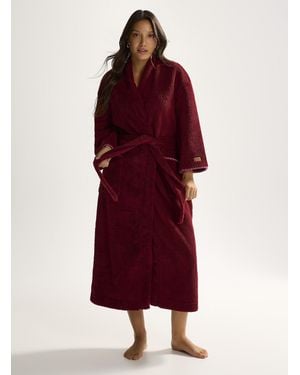 UGG Embroidered Trim Long Plush Robe