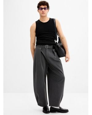 Le 31 Belted Pleated Pant Barrel Fit Imported From Seoul - Black