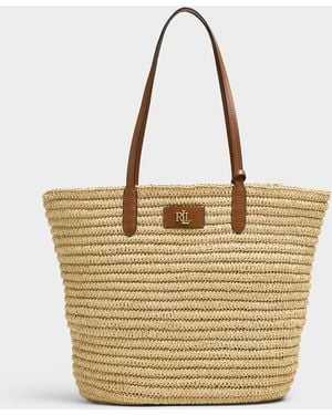 Ralph Lauren Brie Braided Straw Tote Bag - Natural