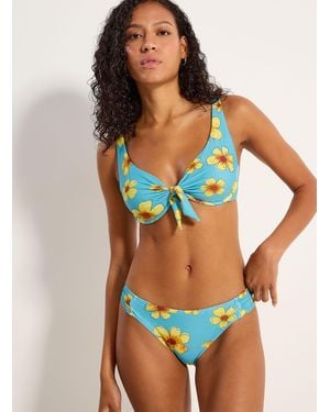 Simon's Side Ruching Slim Bikini Bottom - Blue