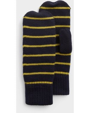 Mads Nørgaard Pure Wool Striped Mittens - Black
