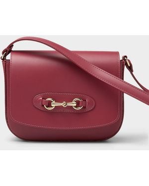 Simon's Metal Buckle Leather Saddle Bag Exclusive Collection From Italy - Pink