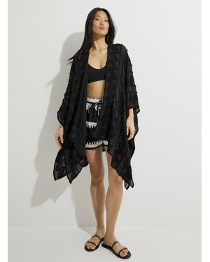 Icône Pompons Textured Kimono Cardigan - Black