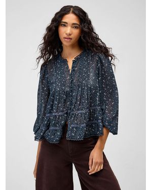 Twik Ruffled Sheer Chiffon Blouse - Blue