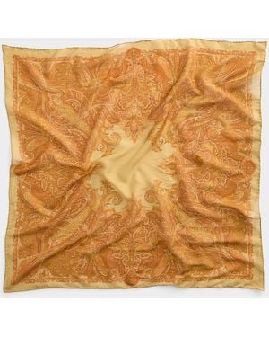 Ralph Lauren Large Sheer Gold Paisley Scarf - Metallic