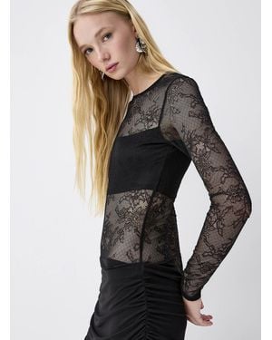 Twik Floral Lace Mesh Dress - Grey