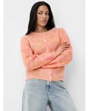 FRNCH Discrete Flowers Mohair Cardigan - Orange