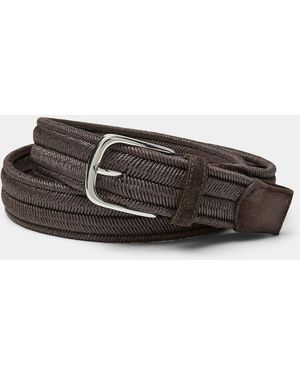 Profuomo Herringbone Woven Belt - Brown