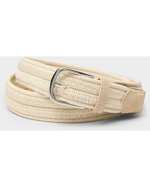 Profuomo Herringbone Woven Belt - Natural