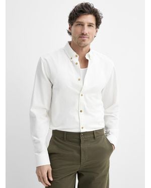 Le 31 Heathered Flannel Shirt Modern Fit - White