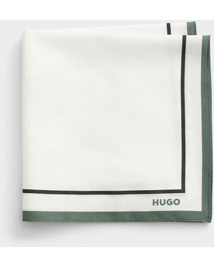 HUGO Contrast Border White Pocket Square