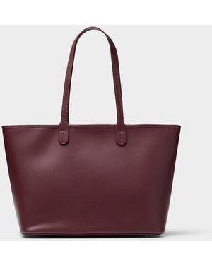 Simon's Smooth Leather Tote Bag Exclusive Collection From Italy - Purple