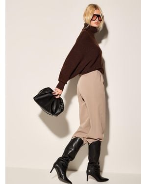 Icône Batwing Sleeves Cropped Turtleneck Sweater - Natural
