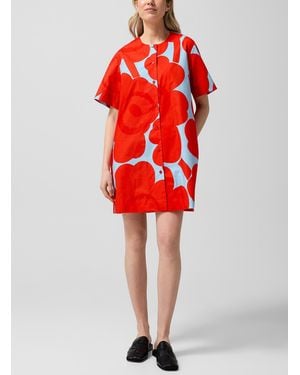 Marimekko Taitavuus Unikko Poplin Minidress - Red