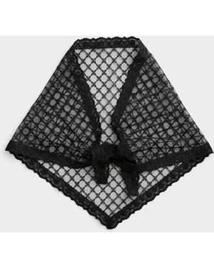 Simon's Scalloped Lace Black Triangular Scarf