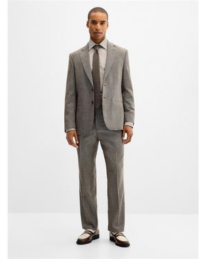Le 31 Mini Houndstooth Suit Wool Weave By Paulo De Oliveira London Fit - Grey