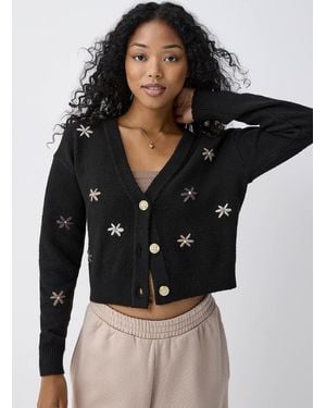 Twik Pastel Flowers Cardigan - Black