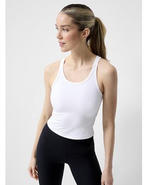 I.FIV5 Ribbed Stripe Racerback Tank - White