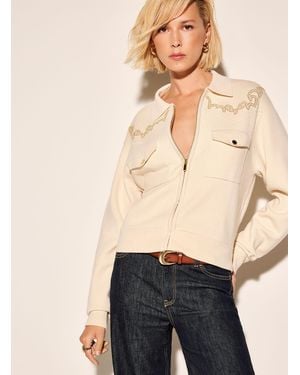 Icône Western Ornaments Polo Collar Zip Cardigan - Natural
