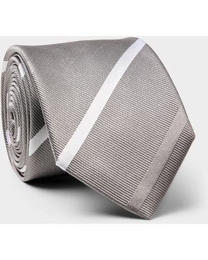 Olymp Contrast Stripe Skinny Tie - Grey