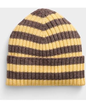 Simon's Striped Cuffed Tuque Exclusive Collection From Italy - Natural