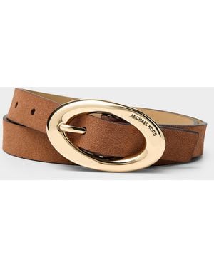 MICHAEL Michael Kors Oval Buckle Suede Belt - Brown