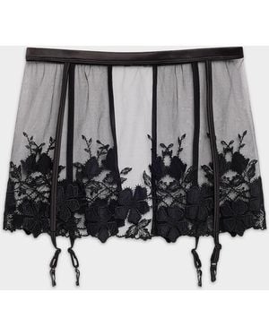 Bluebella Alara Embroidered Longline Garter Belt - Black