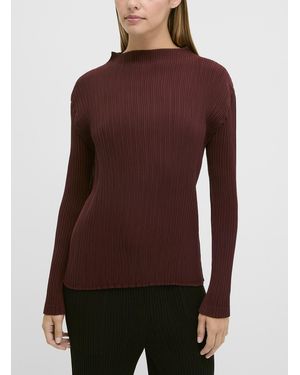 Issey Miyake Hatching Pleated Top - Brown