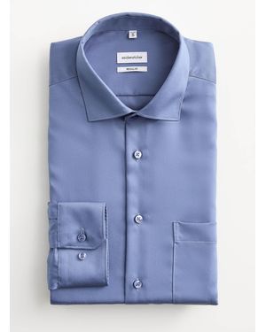 Seidensticker Fine Twill Solid Shirt Regular Fit - Blue