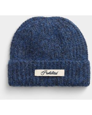 Prohibited Fuzzy Heathered Knit Cuffed Tuque - Blue