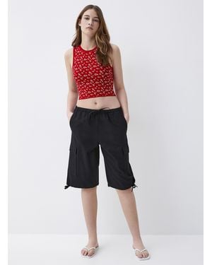 Twik Touch Of Linen Cargo Bermudas - Red