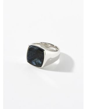 Tom Wood Cushion Larkivite Signet Ring - White
