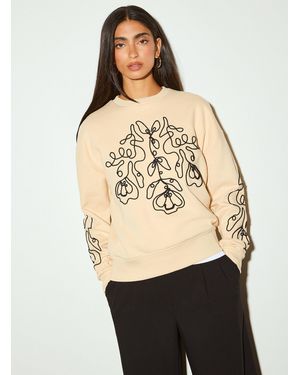 Icône Embossed Flowers Sweatshirt - Natural
