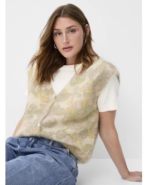 FRNCH Baroque Flowers Mohair Vest - Natural