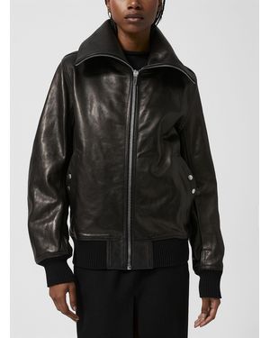 Rick Owens Dracula Lambskni Leather Bomber Jacket - Black