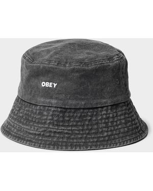 Obey Small Logo Pigment Denim Bucket Hat - Grey