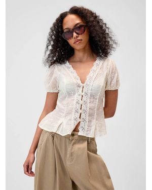 Twik Floral Embroidery Puff - Natural