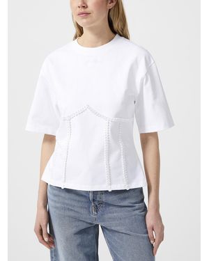 Ganni Structuring Ruffles T - White