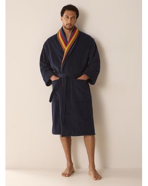 Paul Smith Colourful Band Collar Terry Bathrobe - Blue
