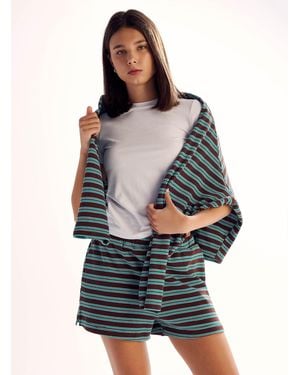 Things Between Striped Terry Pyjama Short - Grey