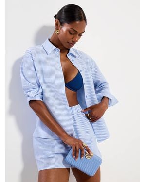 Simon's Seersucker Striped Shirt - Blue