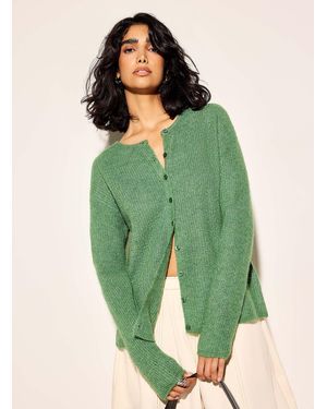 Ichi Touch Of Alpaca Fuzzy Cardigan - Green
