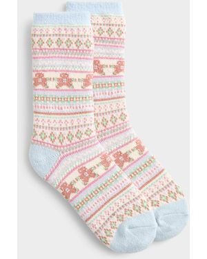 Simon's Gingerbread Man Plush Socks Christmas Collection - Pink